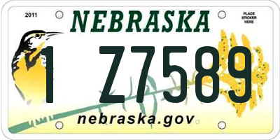 NE license plate 1Z7589