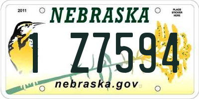 NE license plate 1Z7594