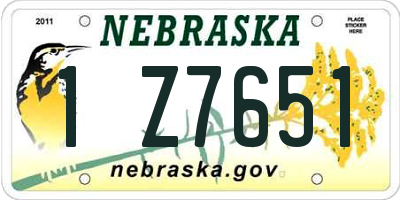 NE license plate 1Z7651