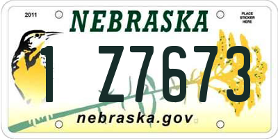 NE license plate 1Z7673