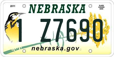 NE license plate 1Z7690