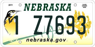 NE license plate 1Z7693