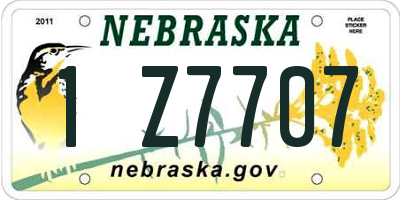 NE license plate 1Z7707
