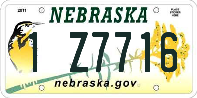 NE license plate 1Z7716