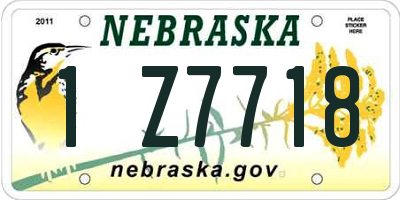 NE license plate 1Z7718