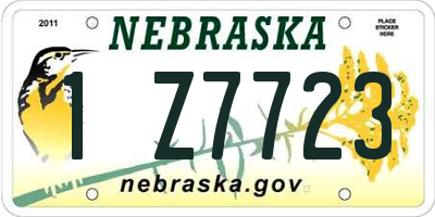 NE license plate 1Z7723