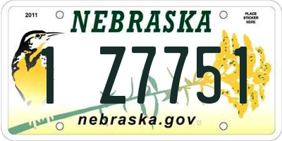 NE license plate 1Z7751