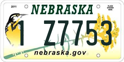 NE license plate 1Z7753