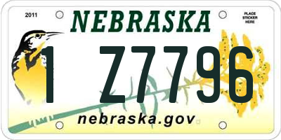 NE license plate 1Z7796