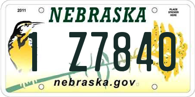 NE license plate 1Z7840