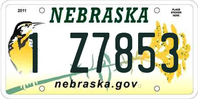 NE license plate 1Z7853