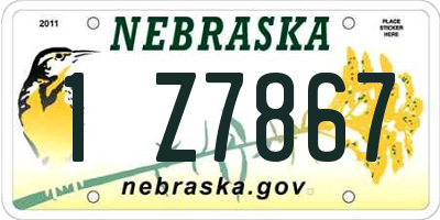 NE license plate 1Z7867