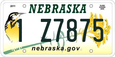 NE license plate 1Z7875