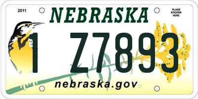 NE license plate 1Z7893