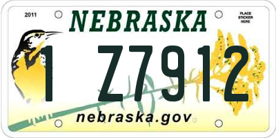 NE license plate 1Z7912