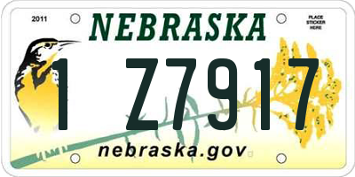 NE license plate 1Z7917