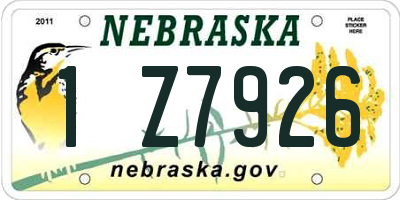 NE license plate 1Z7926