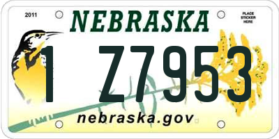 NE license plate 1Z7953