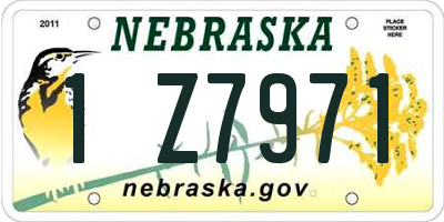 NE license plate 1Z7971