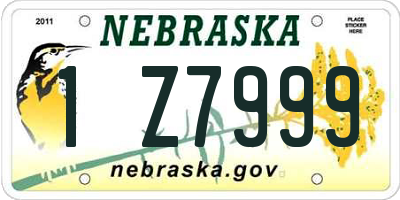 NE license plate 1Z7999