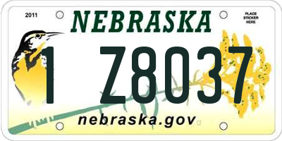 NE license plate 1Z8037