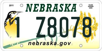 NE license plate 1Z8078