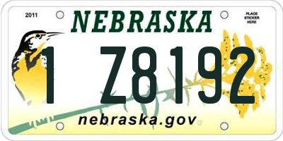 NE license plate 1Z8192