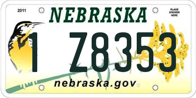 NE license plate 1Z8353