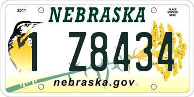 NE license plate 1Z8434