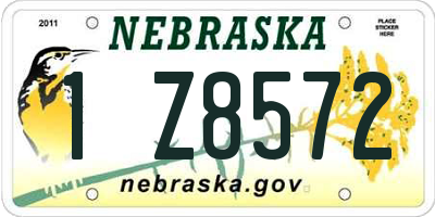 NE license plate 1Z8572