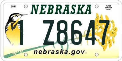 NE license plate 1Z8647