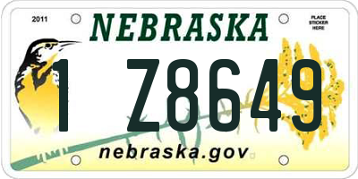 NE license plate 1Z8649