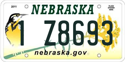 NE license plate 1Z8693