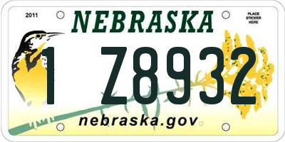 NE license plate 1Z8932