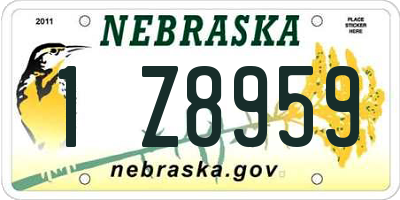 NE license plate 1Z8959
