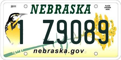 NE license plate 1Z9089