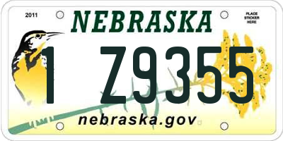 NE license plate 1Z9355