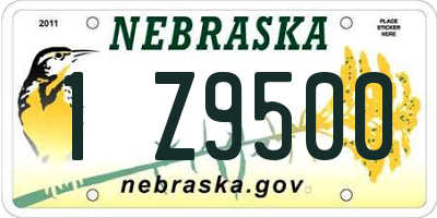 NE license plate 1Z9500