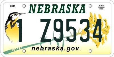 NE license plate 1Z9534