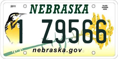 NE license plate 1Z9566