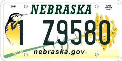 NE license plate 1Z9580