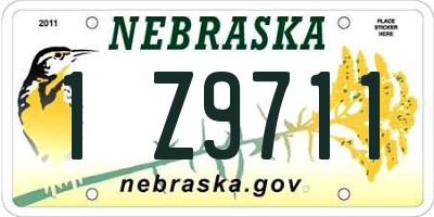 NE license plate 1Z9711