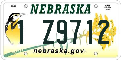 NE license plate 1Z9712