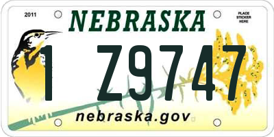 NE license plate 1Z9747