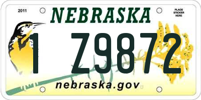 NE license plate 1Z9872