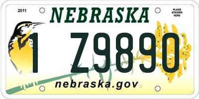 NE license plate 1Z9890