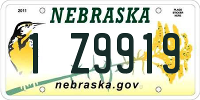 NE license plate 1Z9919