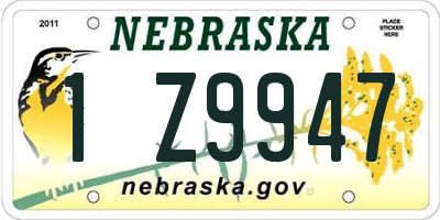 NE license plate 1Z9947