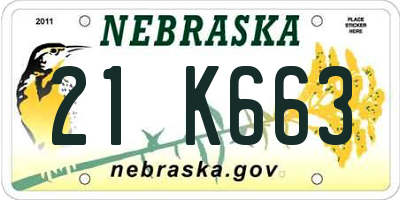 NE license plate 21K663