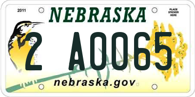 NE license plate 2A0065